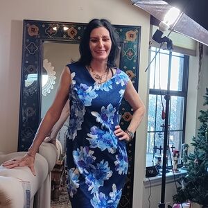 Elegant Blue Floral Dress